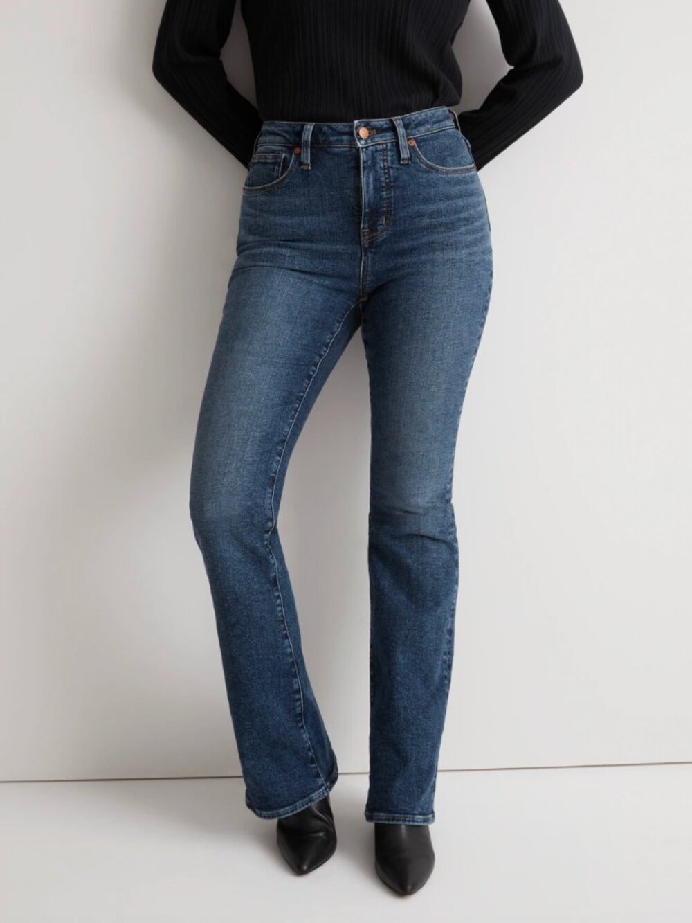 Madewell Curvy Skinny Flare High Rise Stretch Jeans Dark Blue Wash, size 27